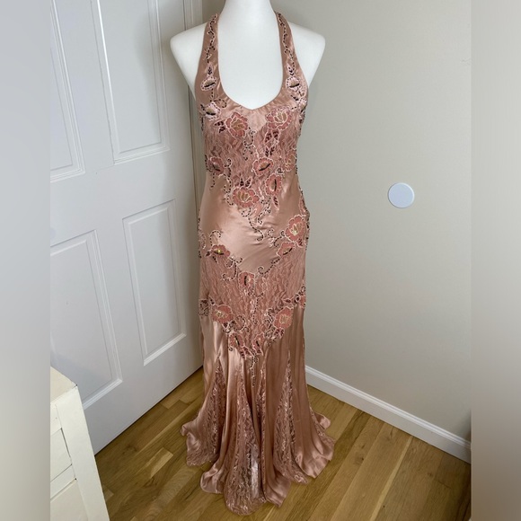 Sue Wong Blush Floral Lace Maxi Dress - Picture 12 of 16